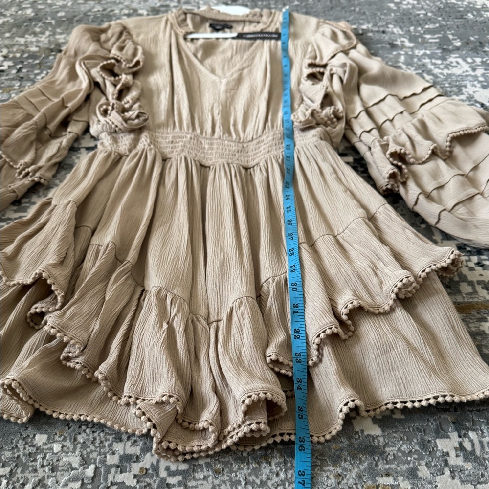 PLT Beige Ruffle V-Neck Mini Dress - Picture 6 of 6
